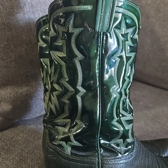 Mens Tony Lamas Vintage Green Lizard. Fits Sise 10/10.5. Cowboy Boots - Picture 3 of 9